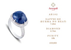 Amrapali Jewels 18 Karat Gold, Burma No Heat Sapphire and Diamond Ring