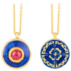 Amrapali Jewels 18 Karat Gold, Enamel and Ruby Necklace