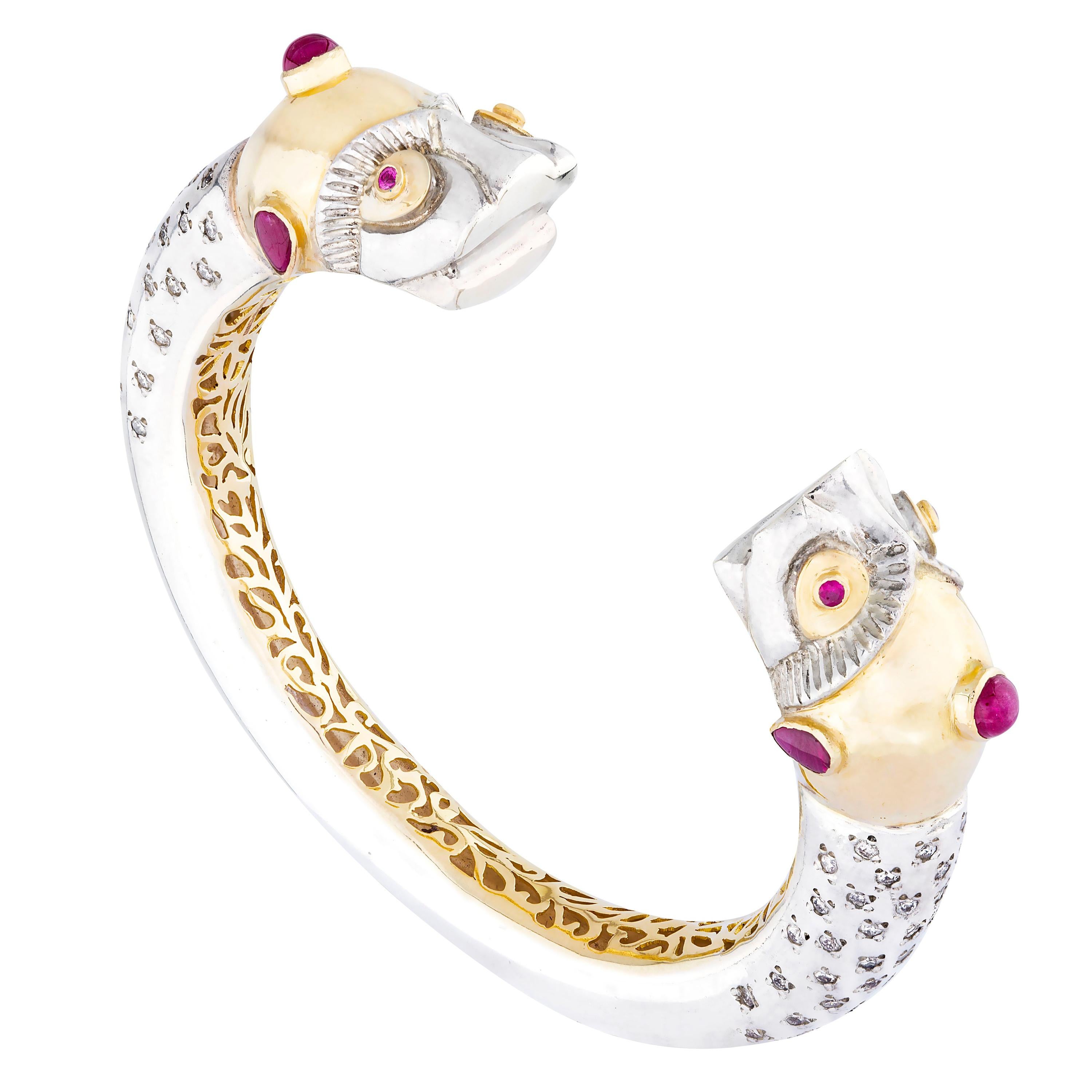 Amrapali Jewels 18 Karat Gold, Ruby and Diamond Bangle For Sale