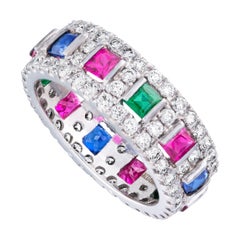 Amrapali Jewels 18 Karat Gold, Sapphire, Emerald, Ruby and Diamond Ring
