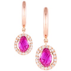Amrapali Jewels 18 Karat Rose Gold, Natural Non-Heated Ruby and Diamond Earrings