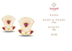 Amrapali Jewels 18 Karat Gold, Ruby and Pearl Earrings