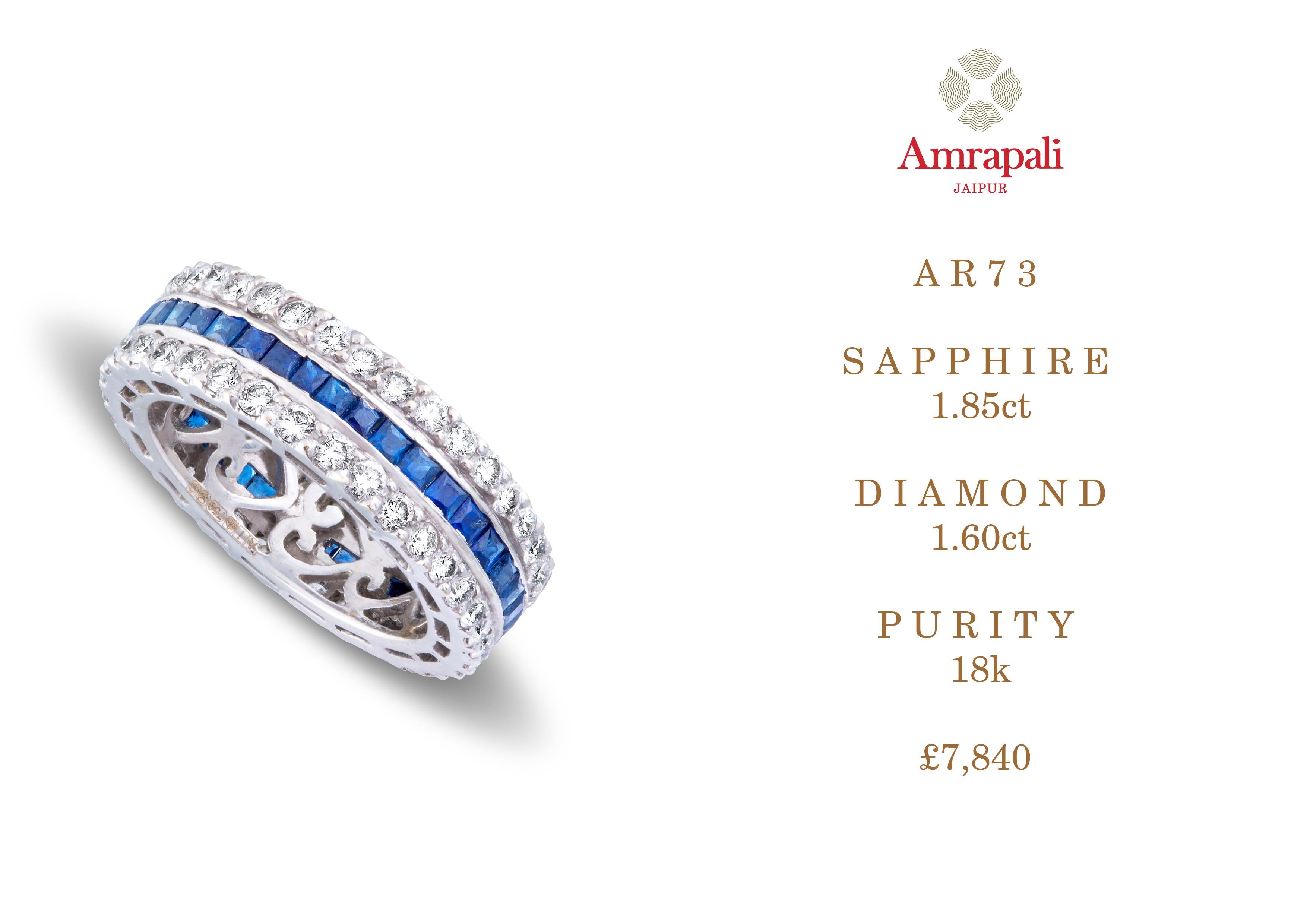 Amrapali Jewels 18k gold, Sapphire & Diamond ring  

Sapphire weight - 1.85ct
Diamond weight - 1.6ct  

Ring size - 51.5


