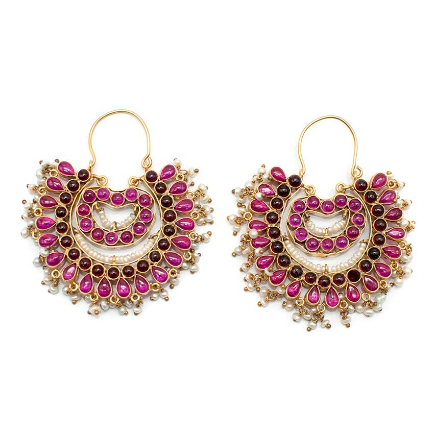 Uncut Amrapali Pearl-Cluster Embellished Earrings For Sale