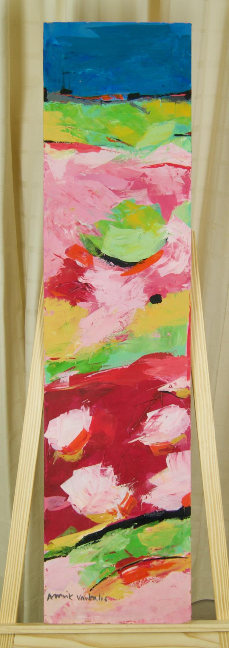 Paesaggio astratto - Pittura acrilica della fine del XX secolo di Amrik Varkalis

Amrik Varkalis si è formato alla Manchester School of Art negli anni Settanta. Utilizza la sua completa comprensione del colore e della forma per creare lussureggianti