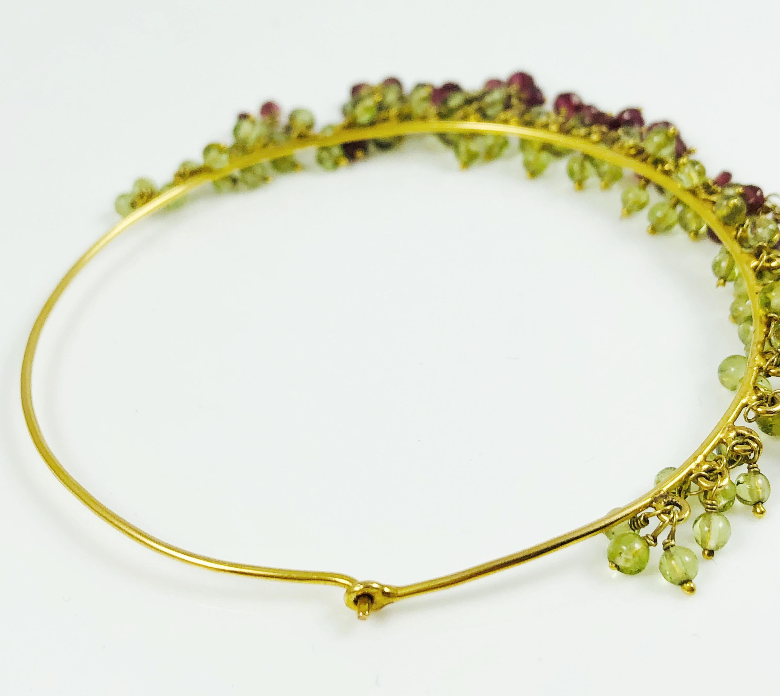 Women's Amrita Singh Large Gold Hoop Earrings with Peridot and Garnet