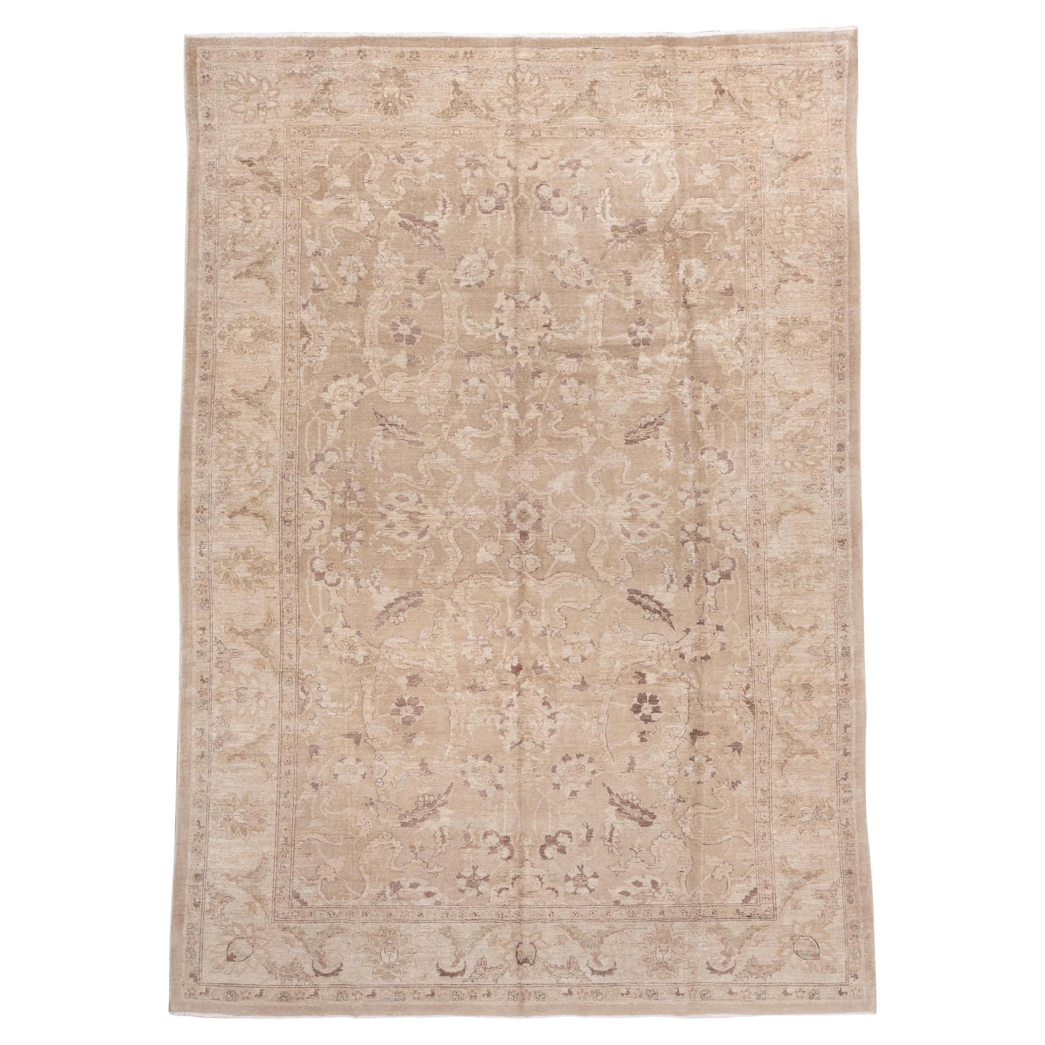 Amritzar Rug Neutral Ground with Faded Vine and Blossom Pattern