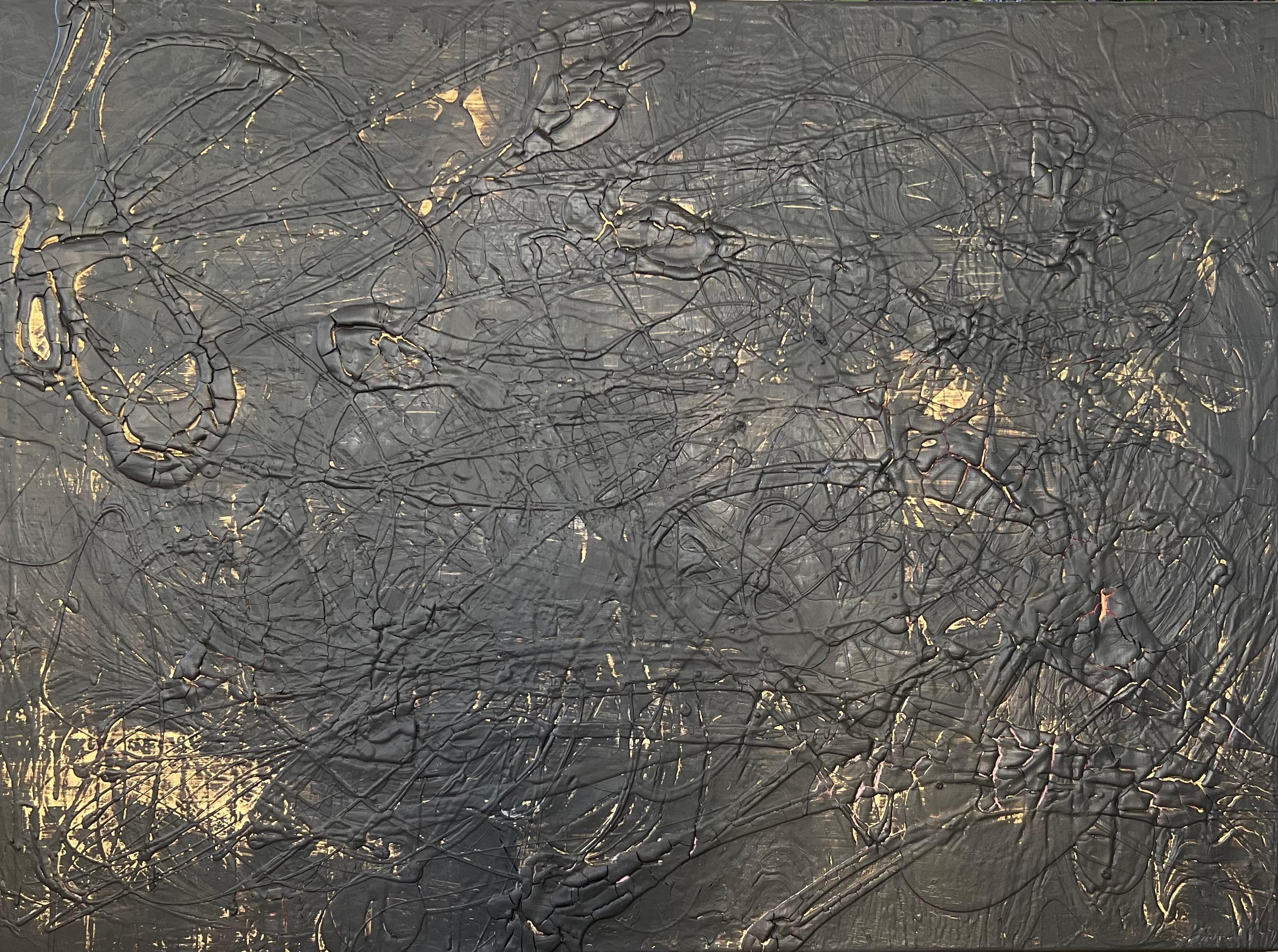 Amrta Art Abstract Painting - Gold in the Dark