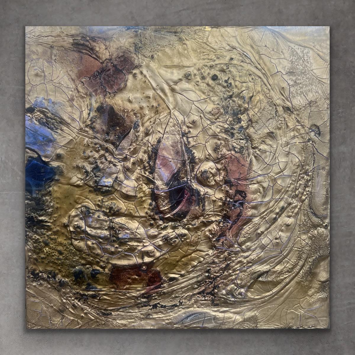 Renee Phillips - Meditation IX - Textural abstract red peach yellow ...