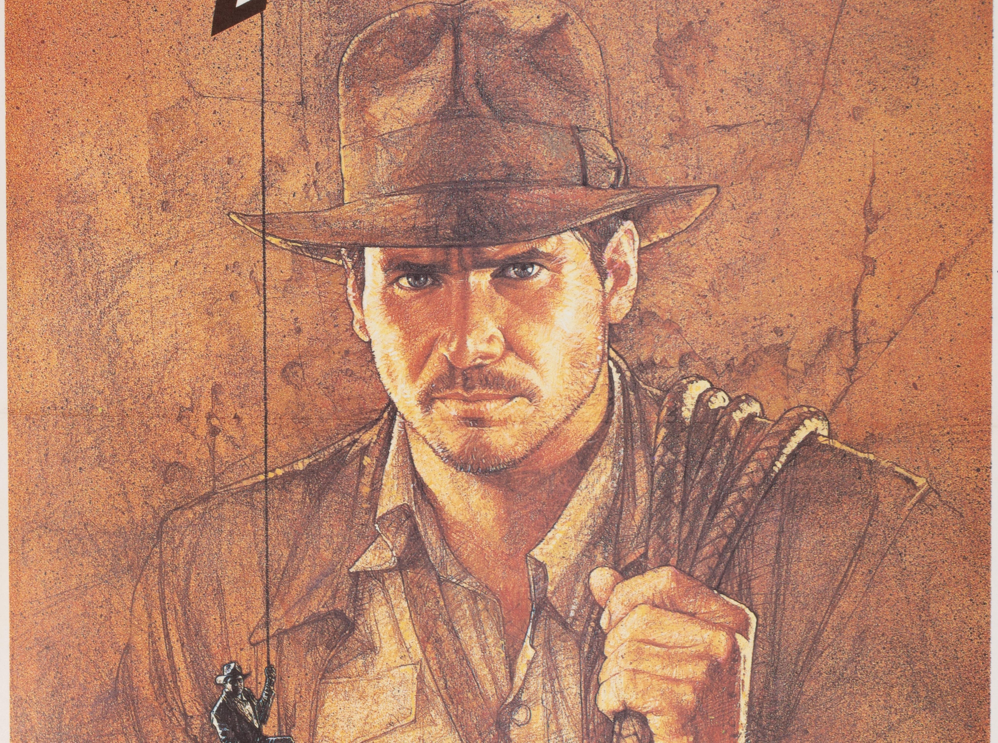 Mid-Century Modern Amsel, affiche d'origine du film Indiana Jones, Raiders Lost Ark, Spielberg, 1980 en vente