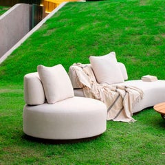 Amsterdã Swivel Armchair in Aluminum and Fabric
