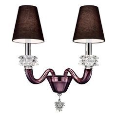 Amsterdam 5562 02 Wall Sconce in Glass with Black Shade, by Barovier&Toso