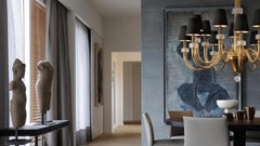 Barovier&Toso Murano glass chandelier in Gold, Black Shade