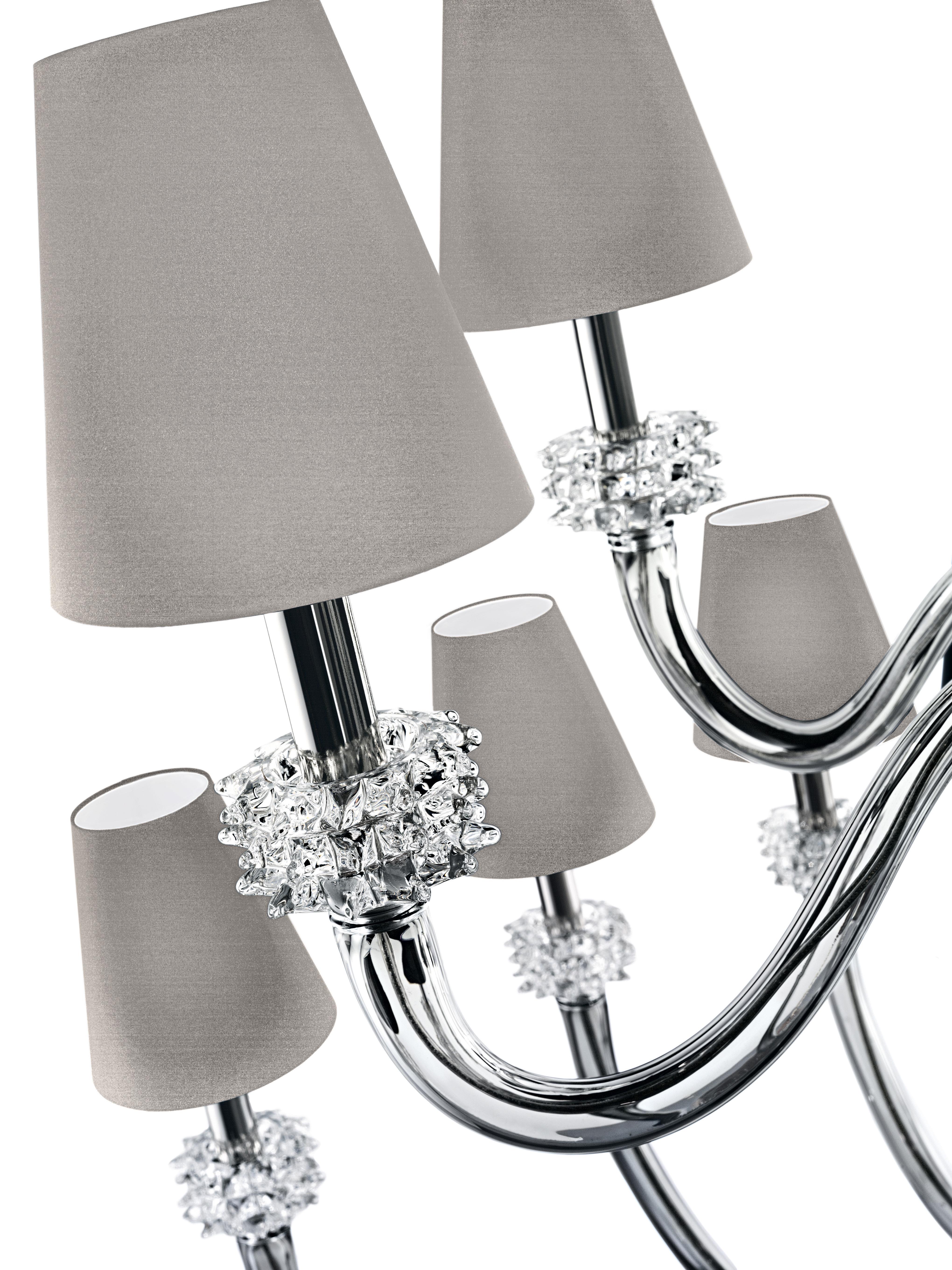 Amsterdam 5562 18 Chandelier in Chrome & Glass, Black Shade, by Barovier&Toso 1