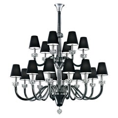 Amsterdam 5562 18 Chandelier in Chrome & Glass, Black Shade, by Barovier&Toso
