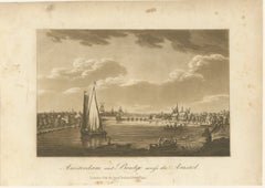 Amsterdam and the Bridge across the Amstel River, aquatint by S.Ireland, 1795