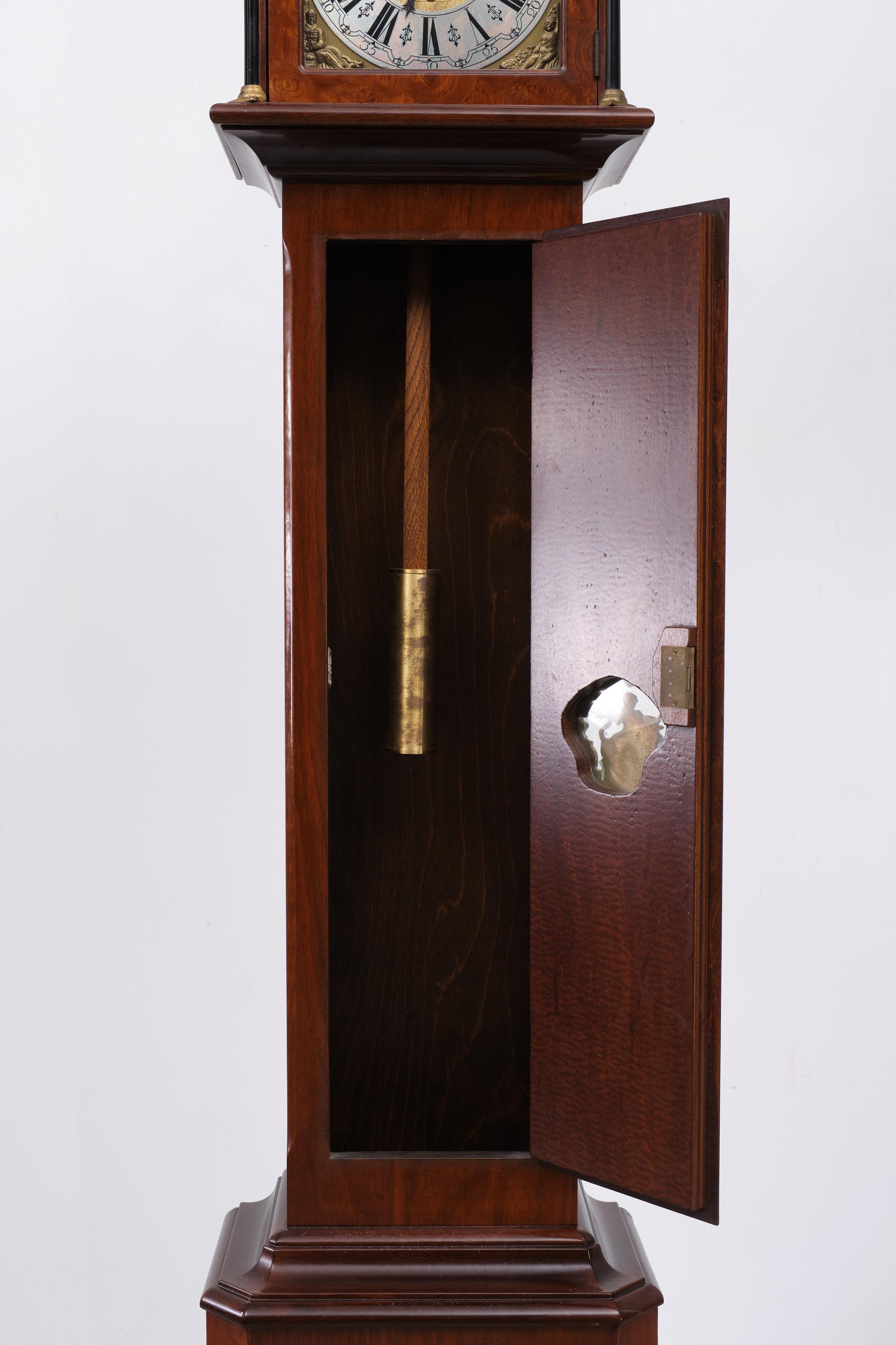Dutch Amsterdam Burl  long case clock . Wuba  Warmink   1960s  For Sale