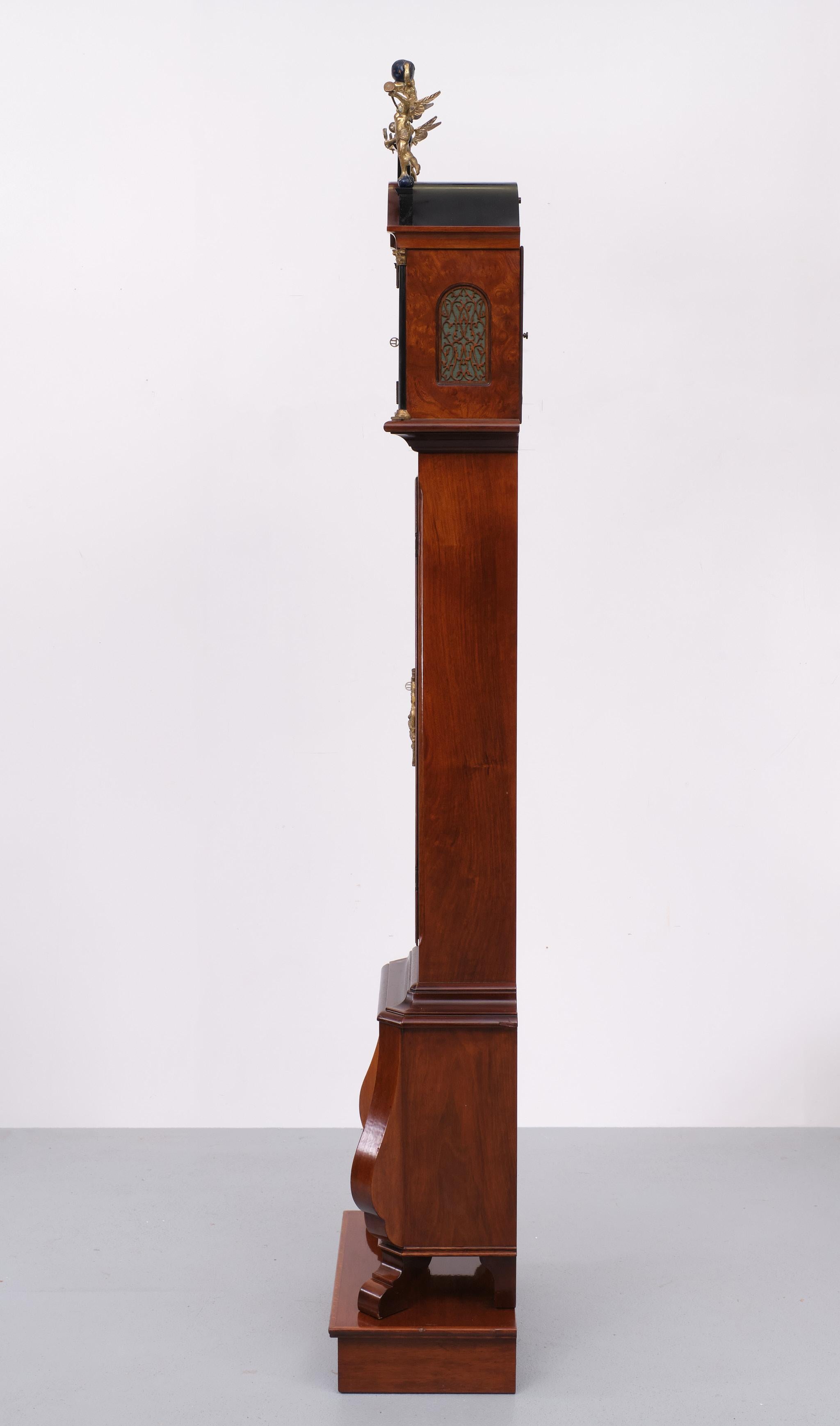 Mid-20th Century Amsterdam Burl  long case clock . Wuba  Warmink   1960s  For Sale