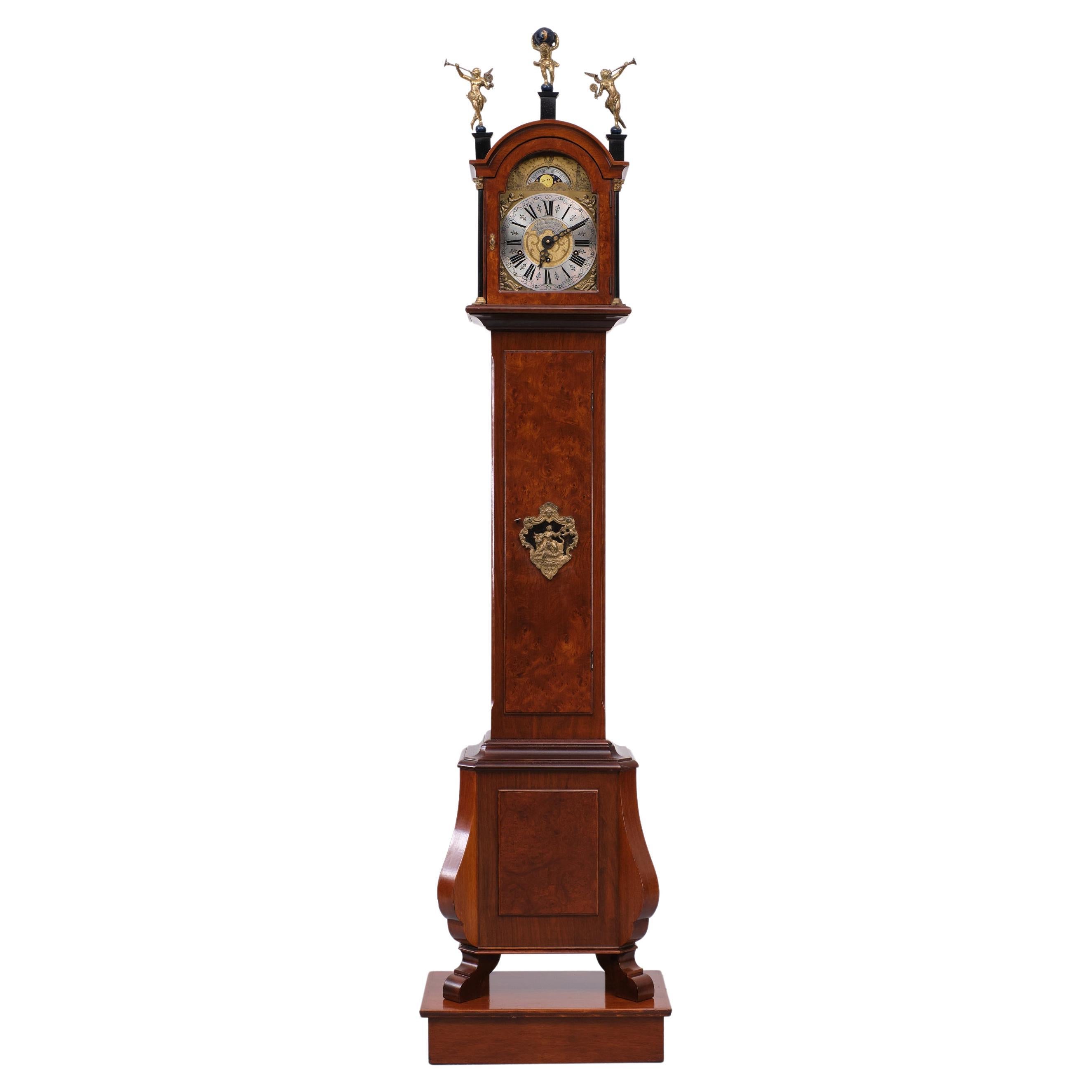 Amsterdam Burl  long case clock . Wuba  Warmink   1960s  For Sale