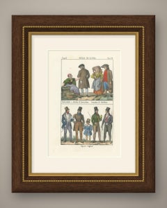 Amsterdam Fishwife, Gelderland Peasants and English Gentlemen, Lithograph, 1842
