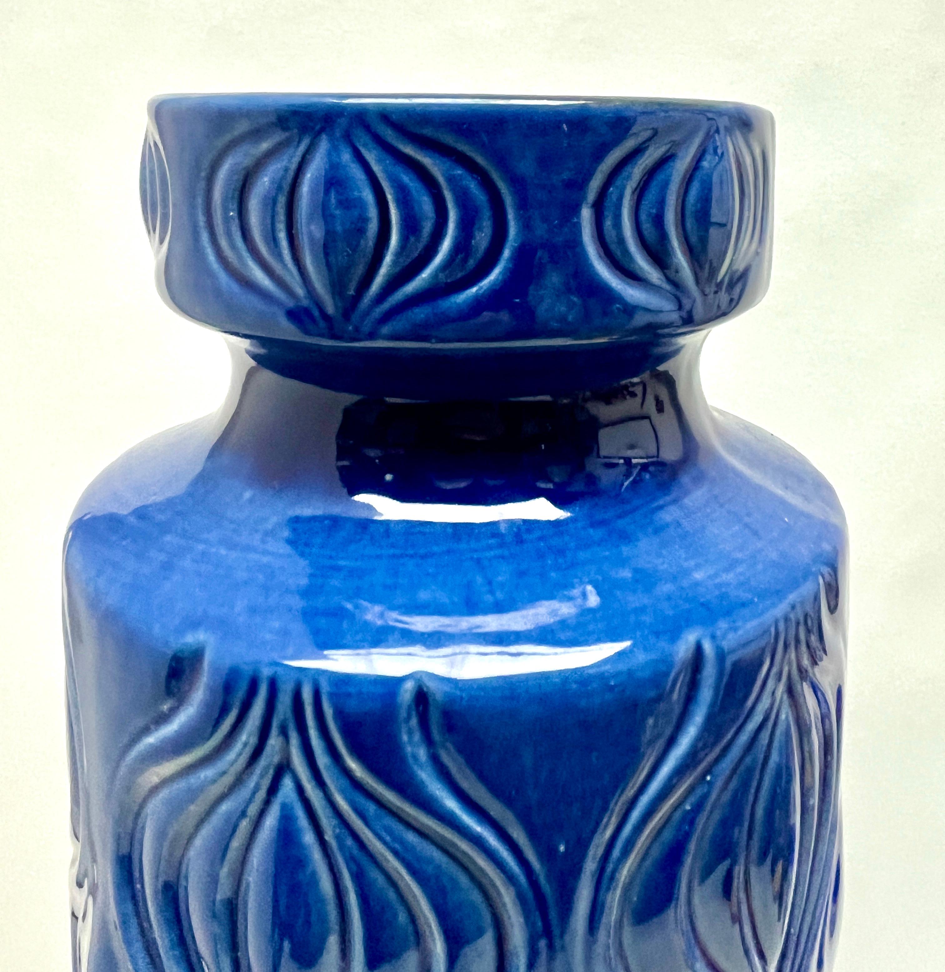 Mid-Century Modern 'Amsterdam' Floor Vase 'Scheurich, Blue Model 285-40' W-Germany, 1960s For Sale