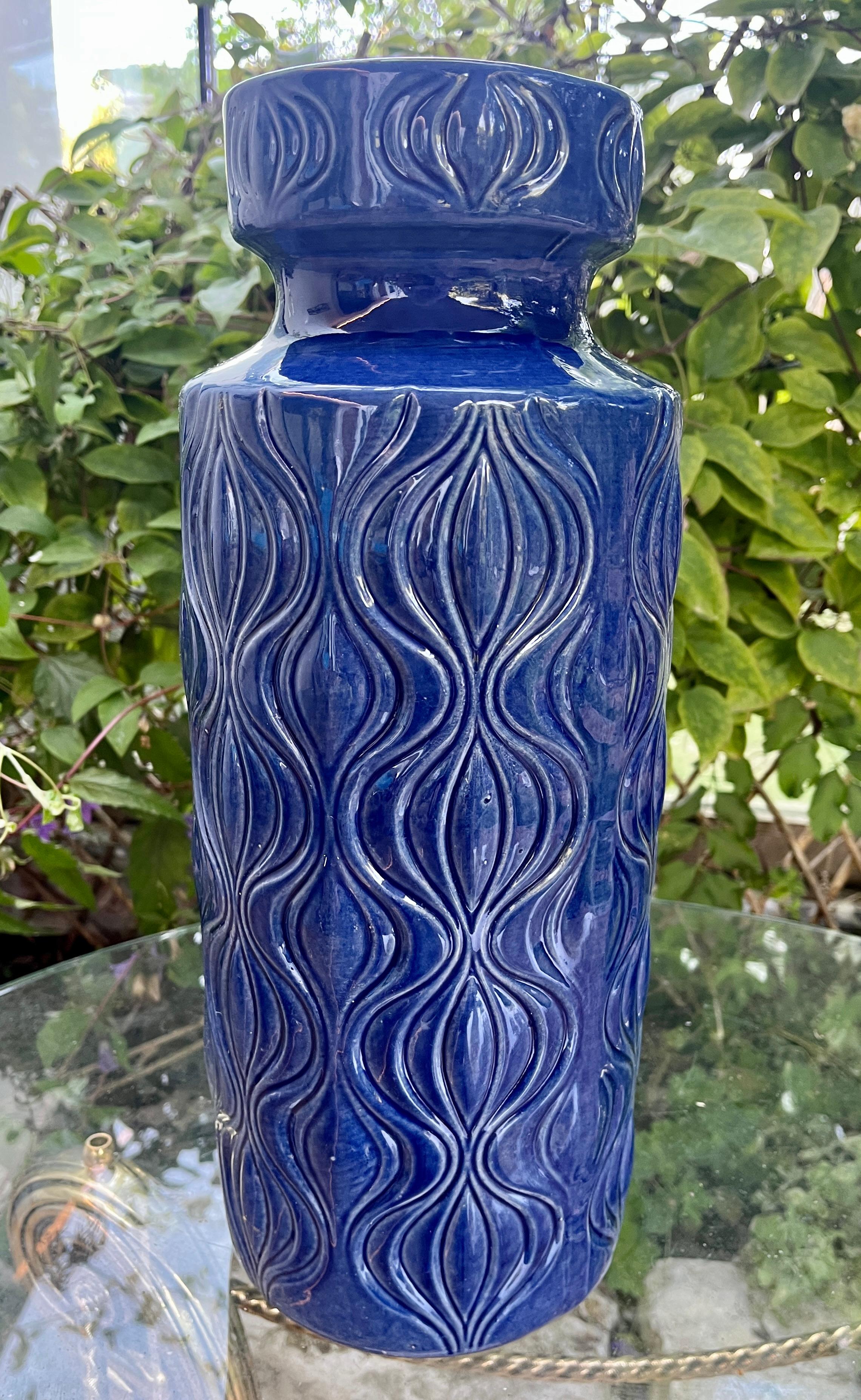 Mid-Century Modern 'Amsterdam' Floor Vase 'Scheurich, Blue Model 285-40' W-Germany, 1960s For Sale