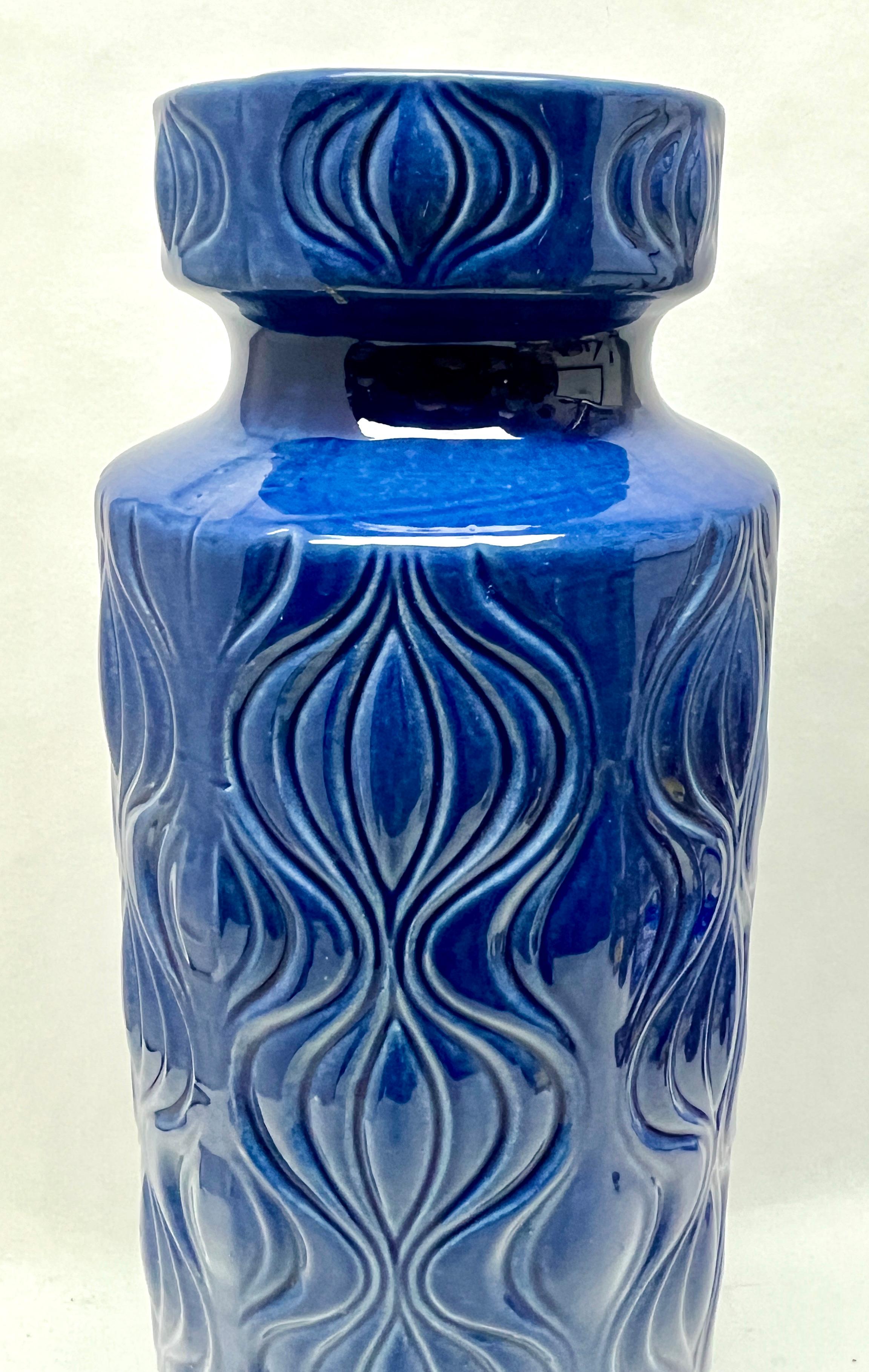 Hand-Crafted 'Amsterdam' Floor Vase 'Scheurich, Blue Model 285-40' W-Germany, 1960s For Sale