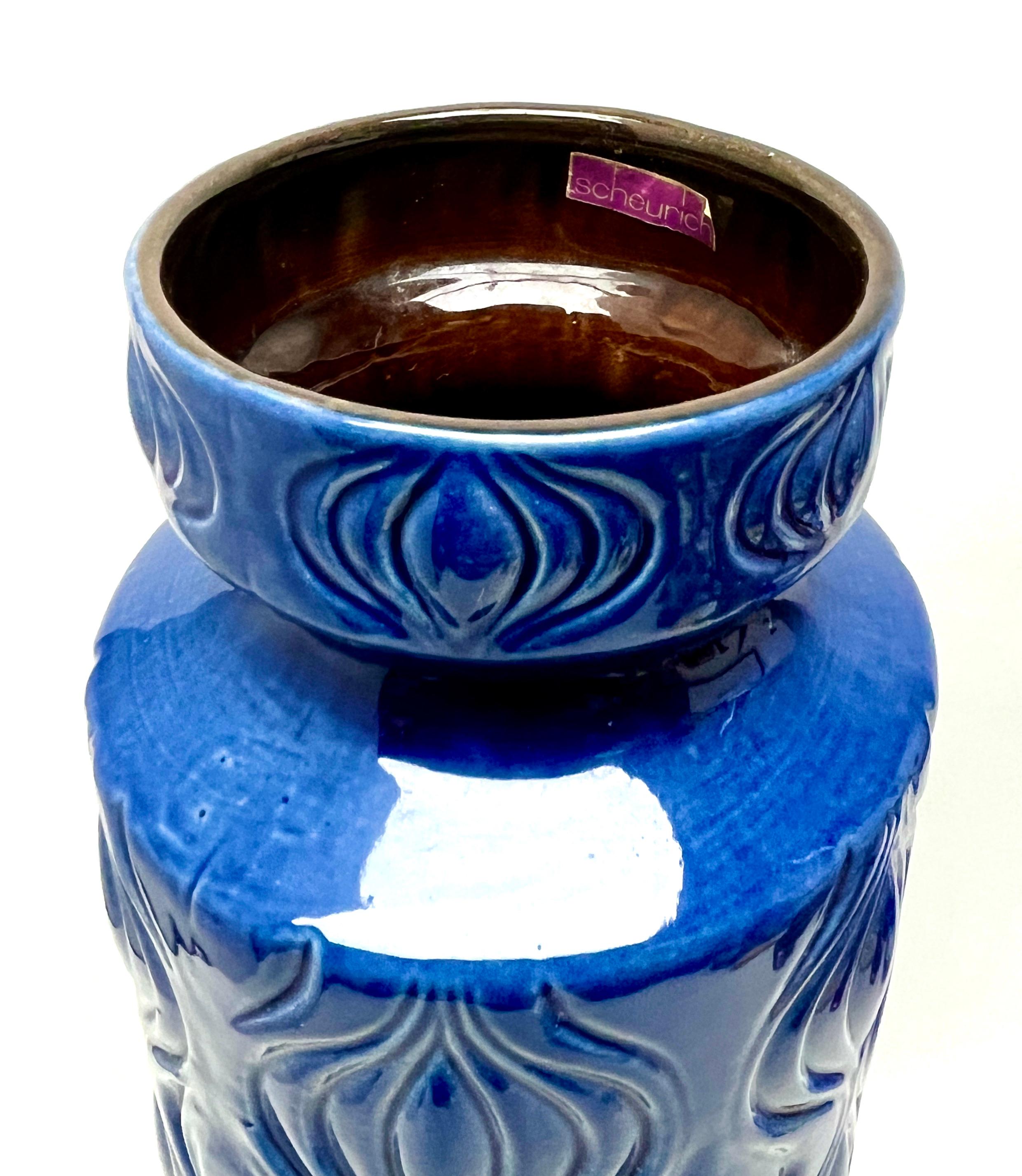'Amsterdam' Floor Vase 'Scheurich, Blue Model 285-40' W-Germany, 1960s In Good Condition For Sale In Verviers, BE
