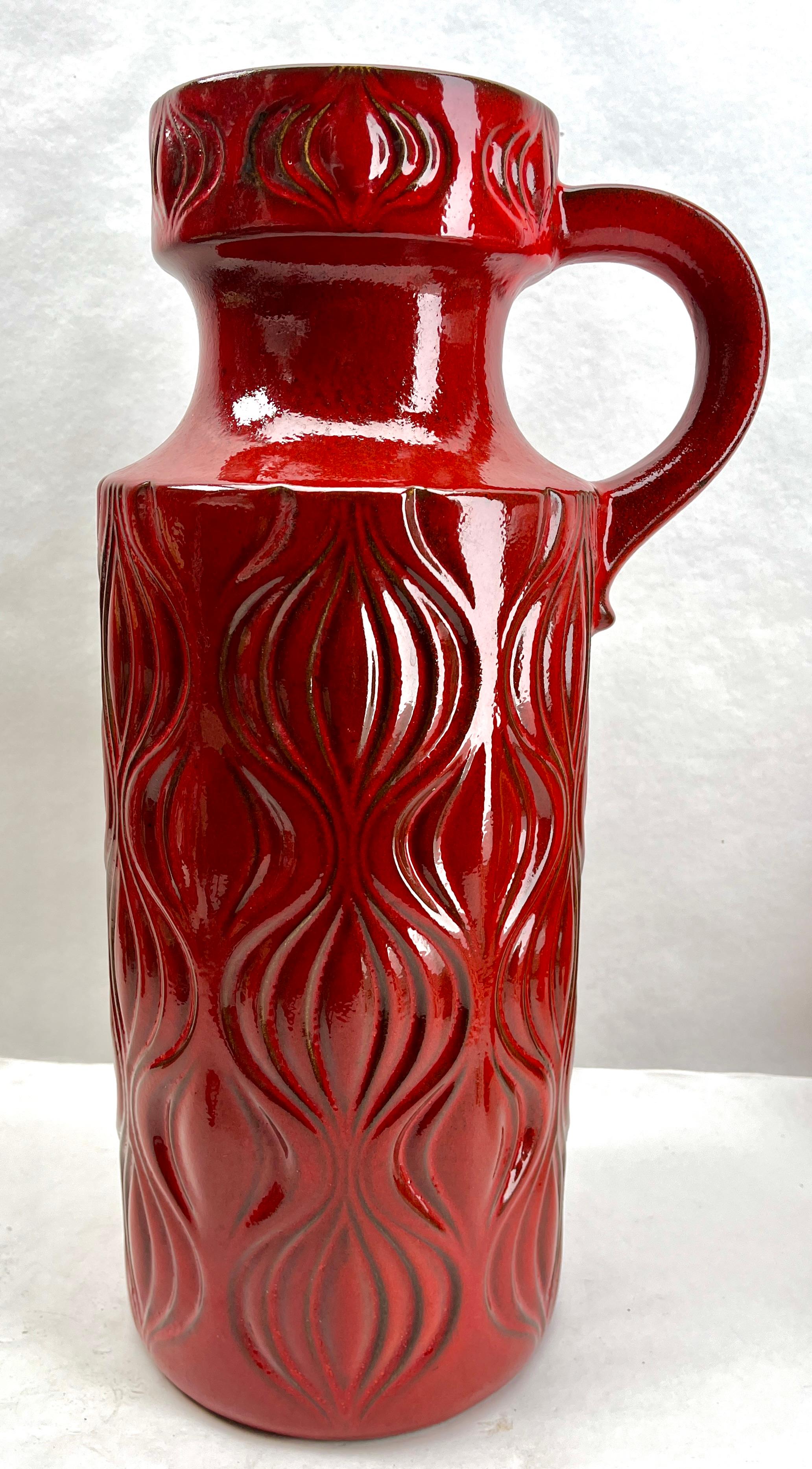 Smaltato Vaso da terra 'Amsterdam' 'Scheurich, Red Model 285-40' W-Germania, anni '60 in vendita