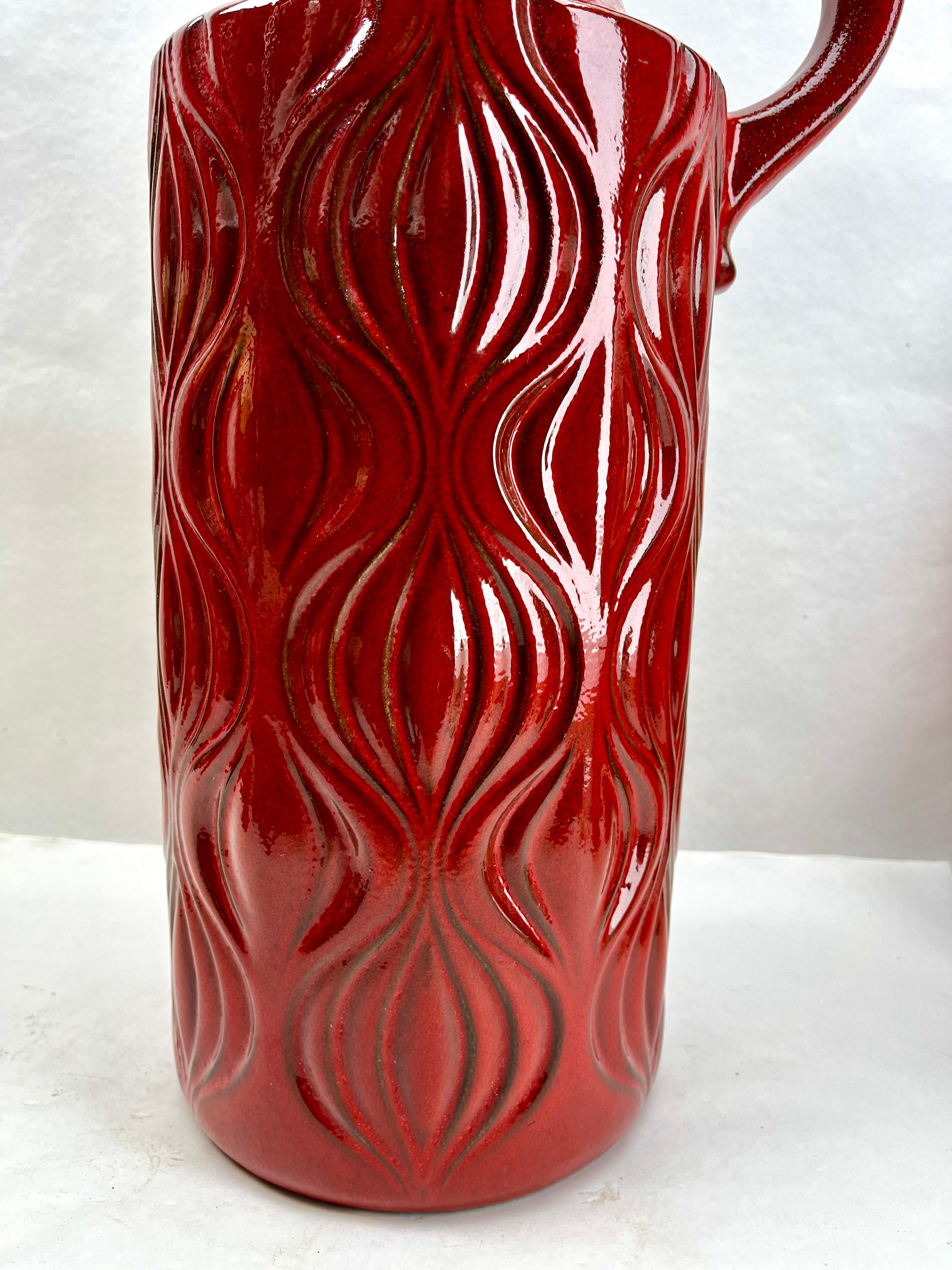 Ceramica Vaso da terra 'Amsterdam' 'Scheurich, Red Model 285-40' W-Germania, anni '60 in vendita