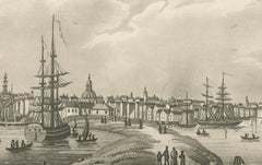 Amsterdam Harbor View: Antique 19th Century Engraving of Maritime Life