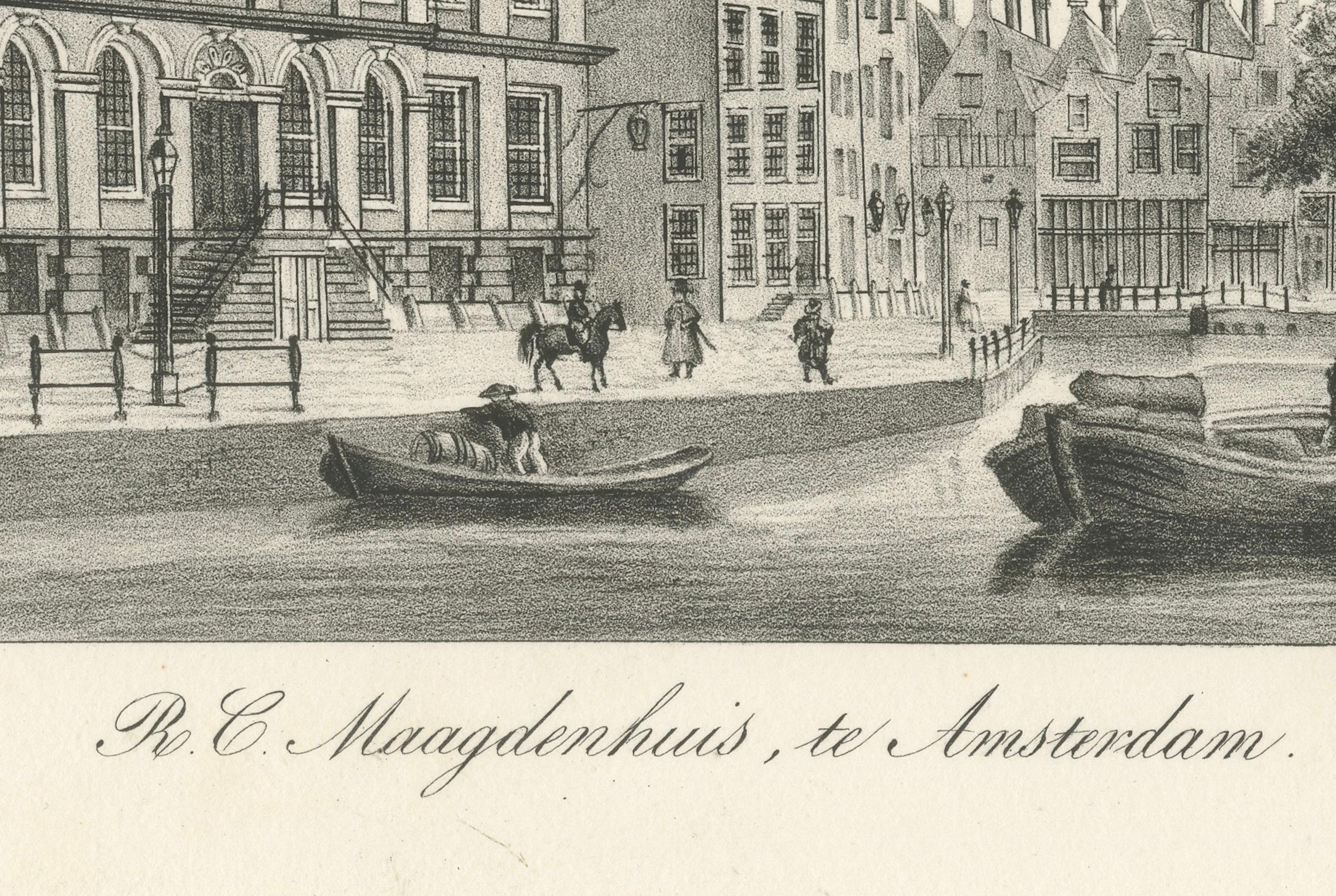 Amsterdam Maagdenhuis - Litografía del siglo XIX de un monumento histórico Grabado en venta