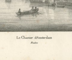 Amsterdam Maritime Shipyard View by Schelfhout, 19th Century Lithograph