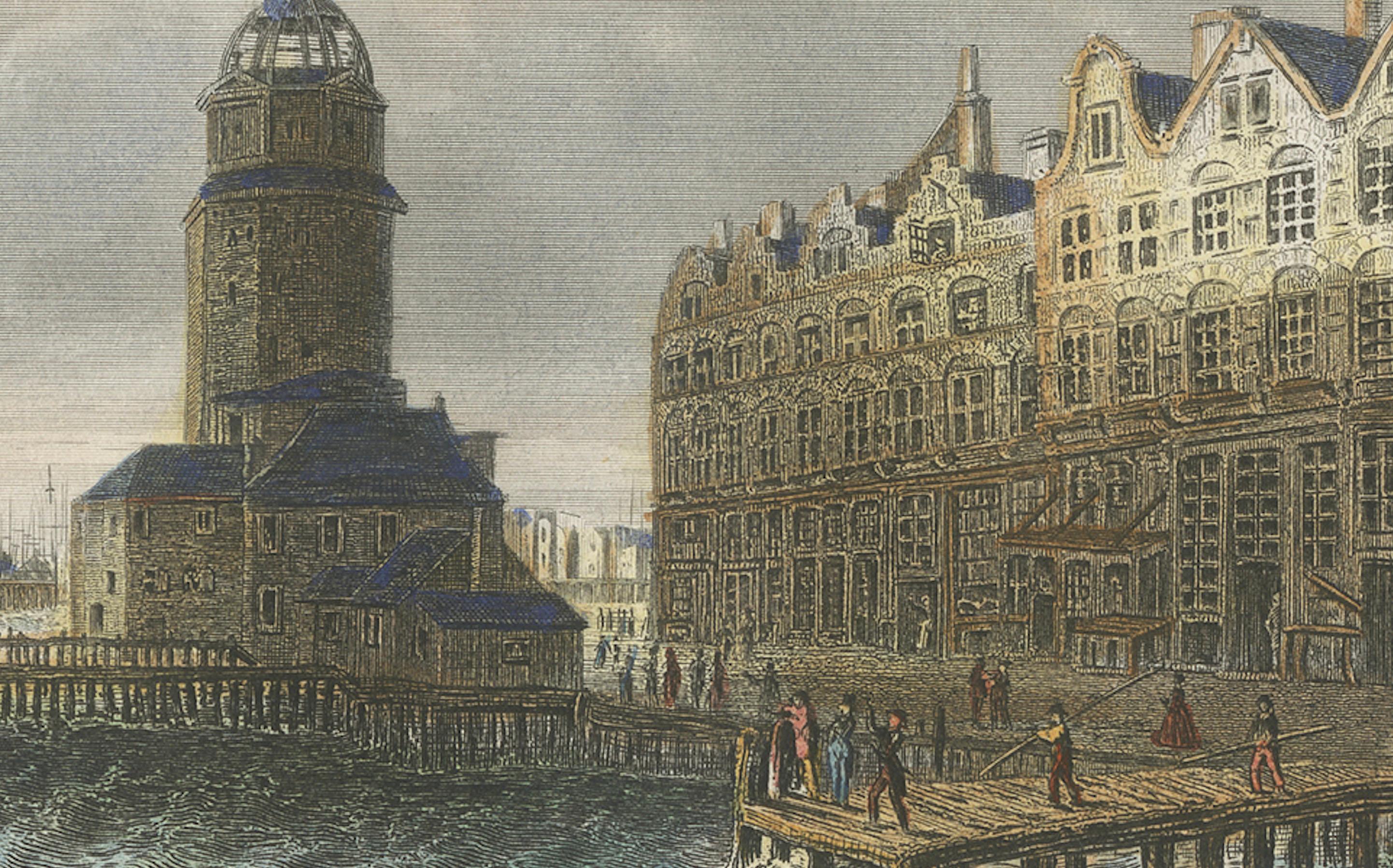Amsterdam: Mid-19th Century Hand-Colored Steel Engraving by Bourgin, Paris In Good Condition For Sale In Langweer, NL