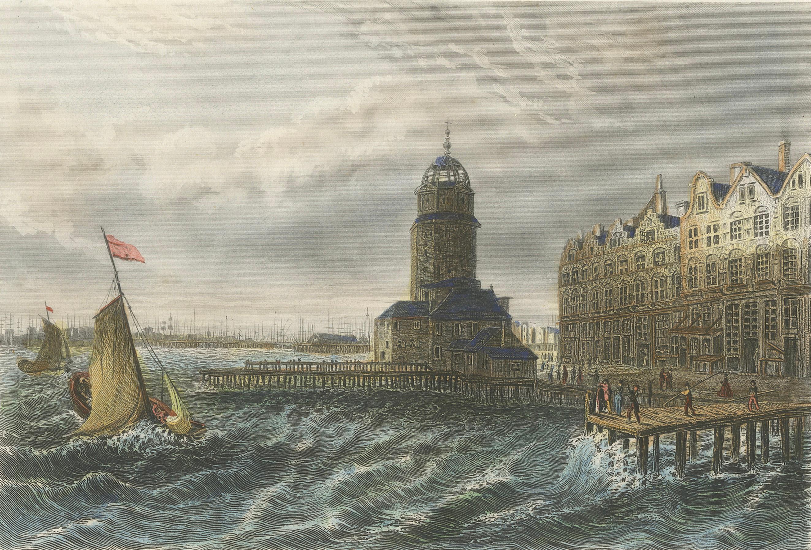 Paper Amsterdam: Mid-19th Century Hand-Colored Steel Engraving by Bourgin, Paris For Sale