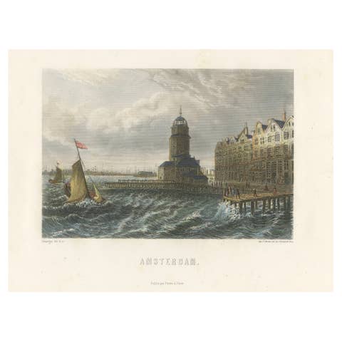Amsterdam: Mid-19th Century Hand-Colored Steel Engraving by Bourgin, Paris