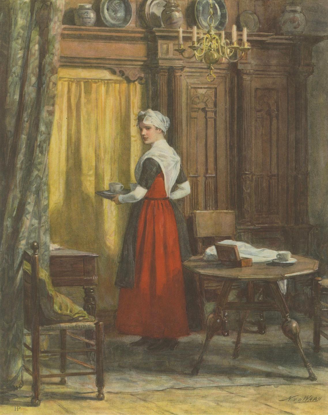 Amsterdamer Waisenmädchen in traditioneller Tracht - Druck von N. van der Waay, 1923 (20. Jahrhundert) im Angebot
