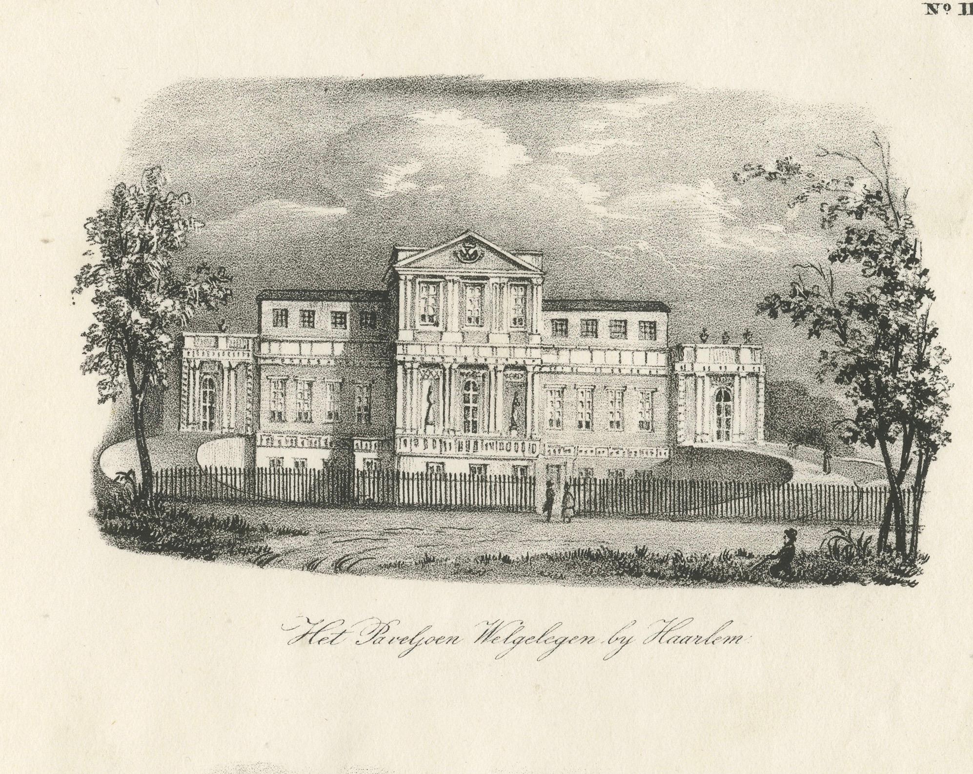 Le palais royal d'Amsterdam et la maison du tsar Pierre le Grand, Gravure du XIXe siècle Bon état - En vente à Langweer, NL