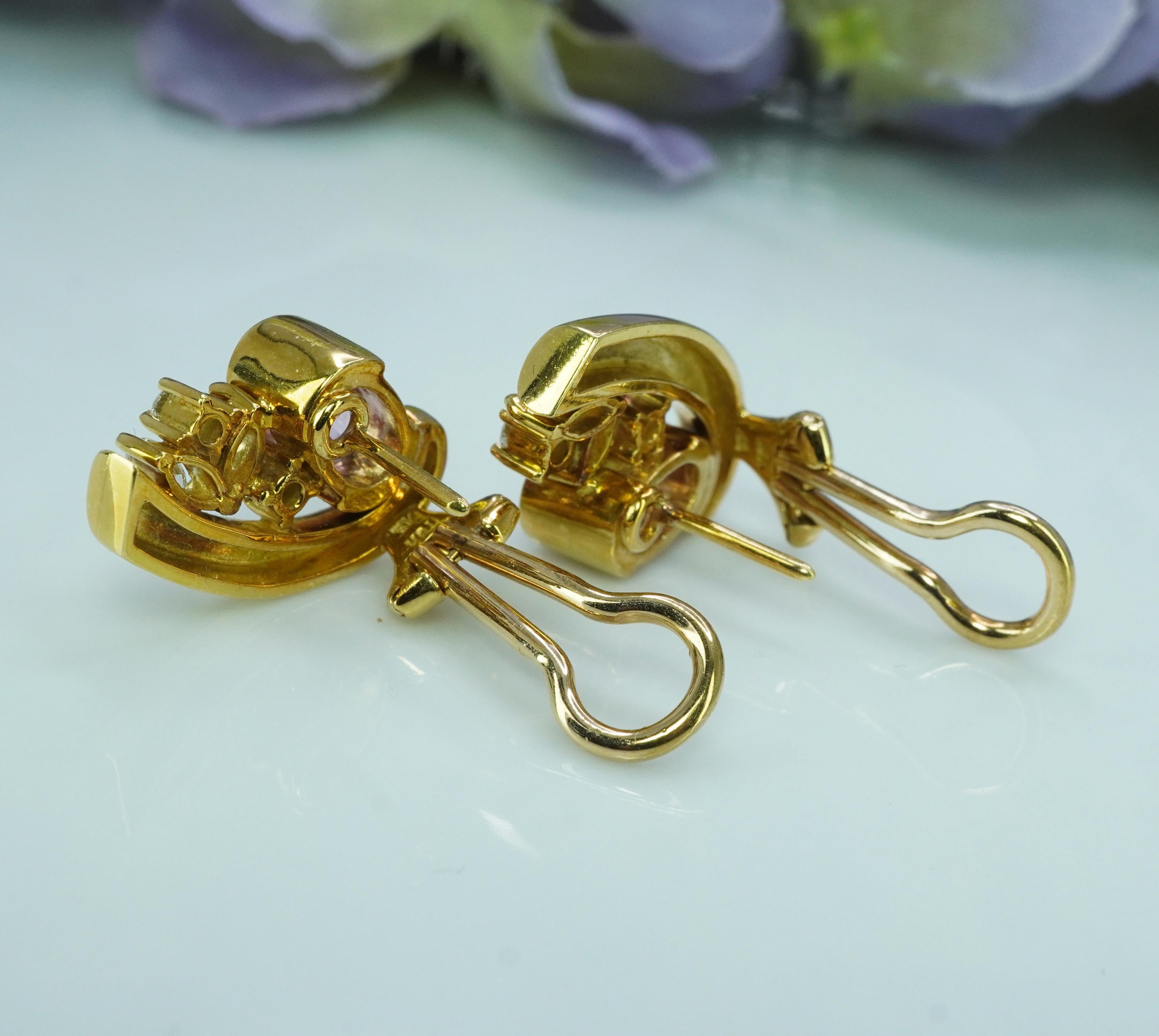 Amsterdam Sauer 18K Gold Rosa Imperial Topas Diamant Ohrringe Vintage By Designer im Angebot 4