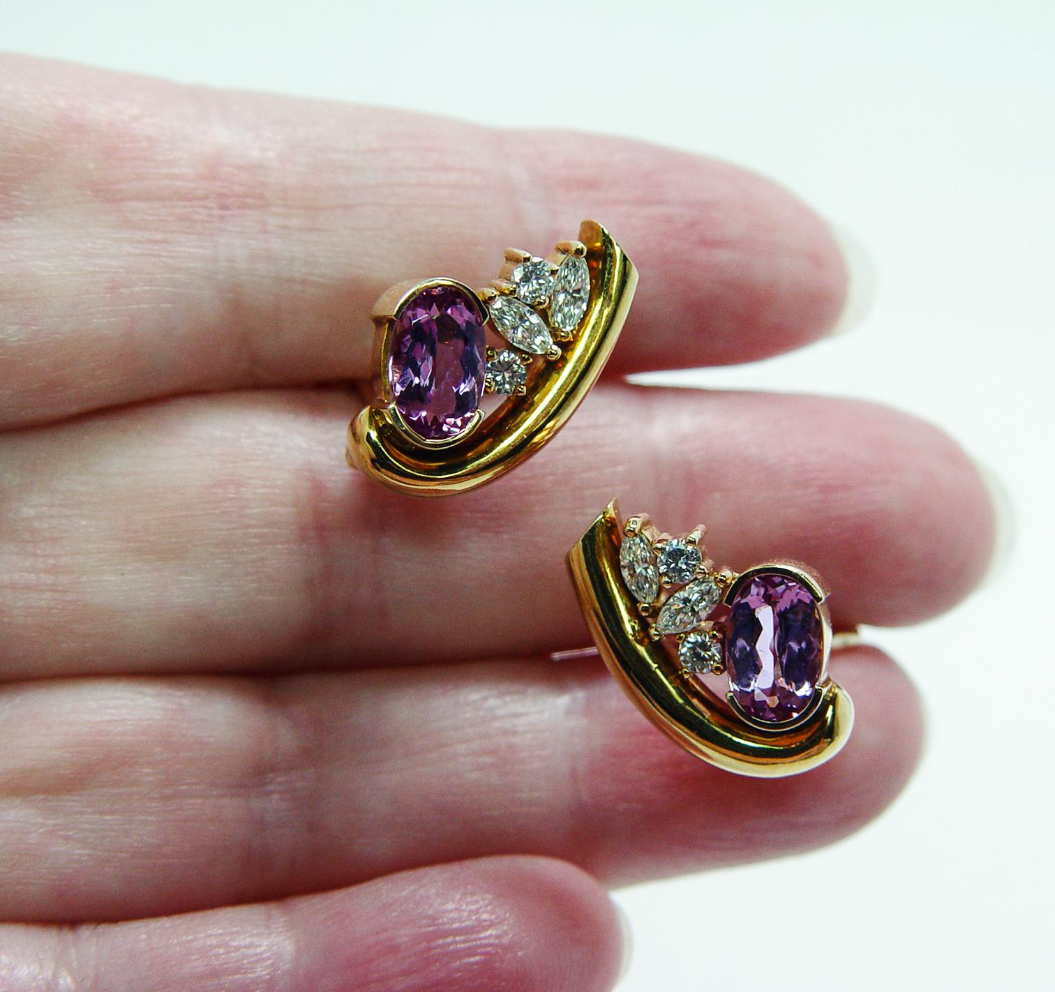 Amsterdam Sauer 18K Gold Rosa Imperial Topas Diamant Ohrringe Vintage By Designer im Angebot 6