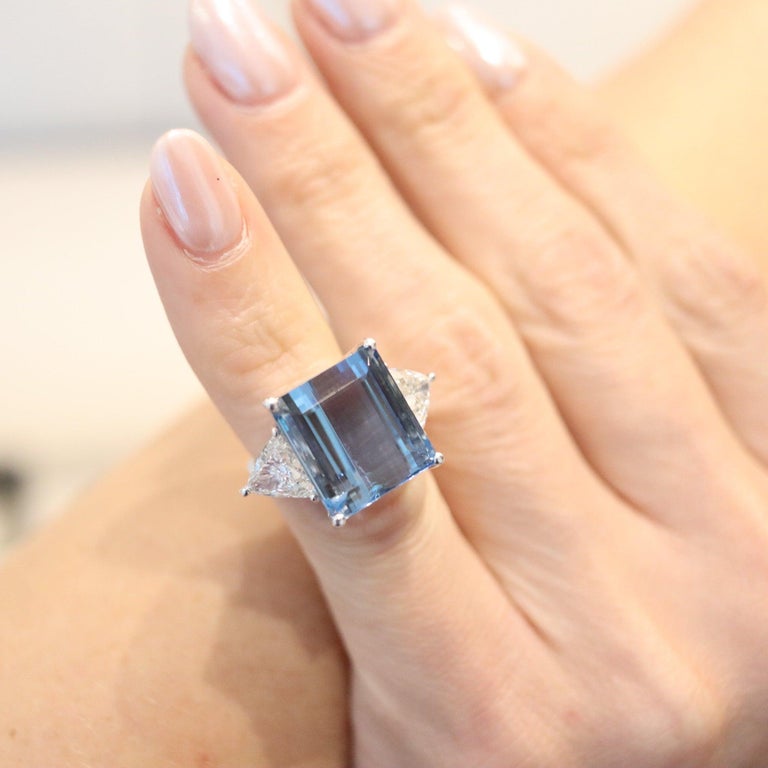 AMSTERDAM SAUER Cocktail Ring 18Kt Gold With SANTA MARIA Aquamarine & Diamonds photo 3