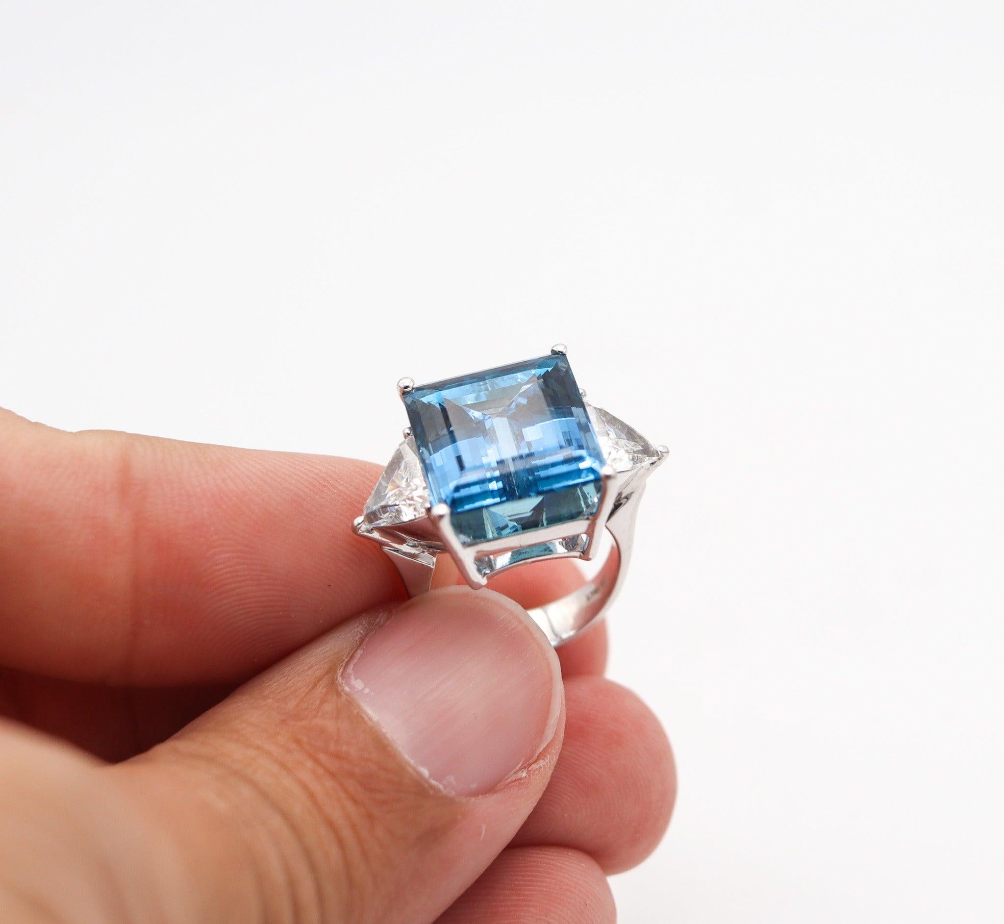 AMSTERDAM SAUER Anillo de Cóctel de Oro de 18Kt con Aguamarina SANTA MARIA y Diamantes en venta 1