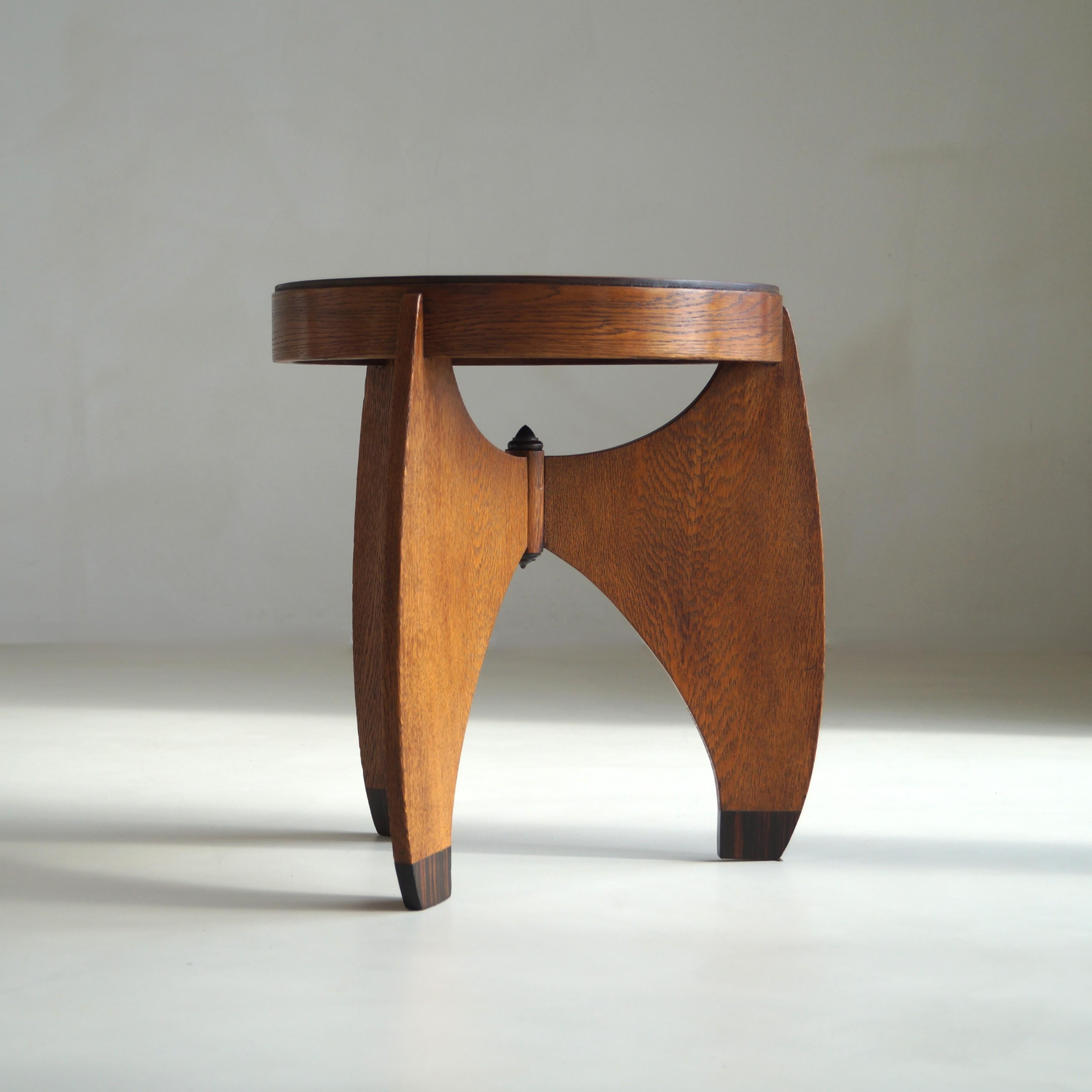 Wood Amsterdam School accent table by L. J. Verweij for “Intima” Amsterdam, 1920s For Sale