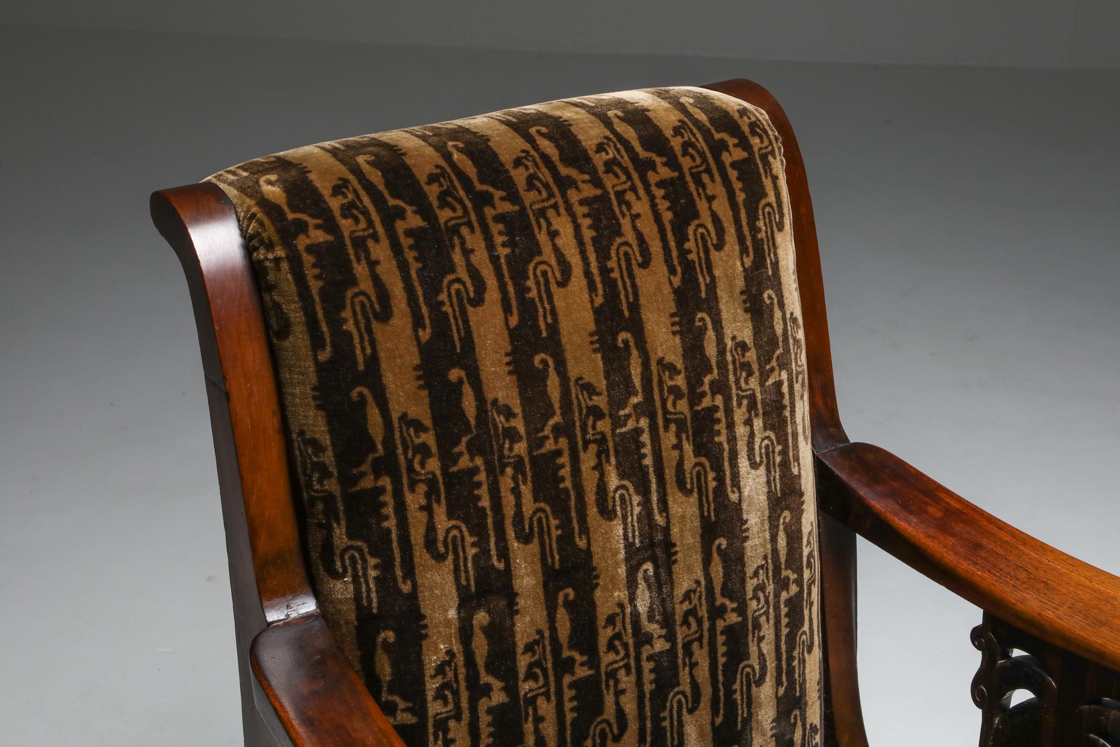 Amsterdam School Armchair in Coromandel Wood and Tuchinksi Fabric 2