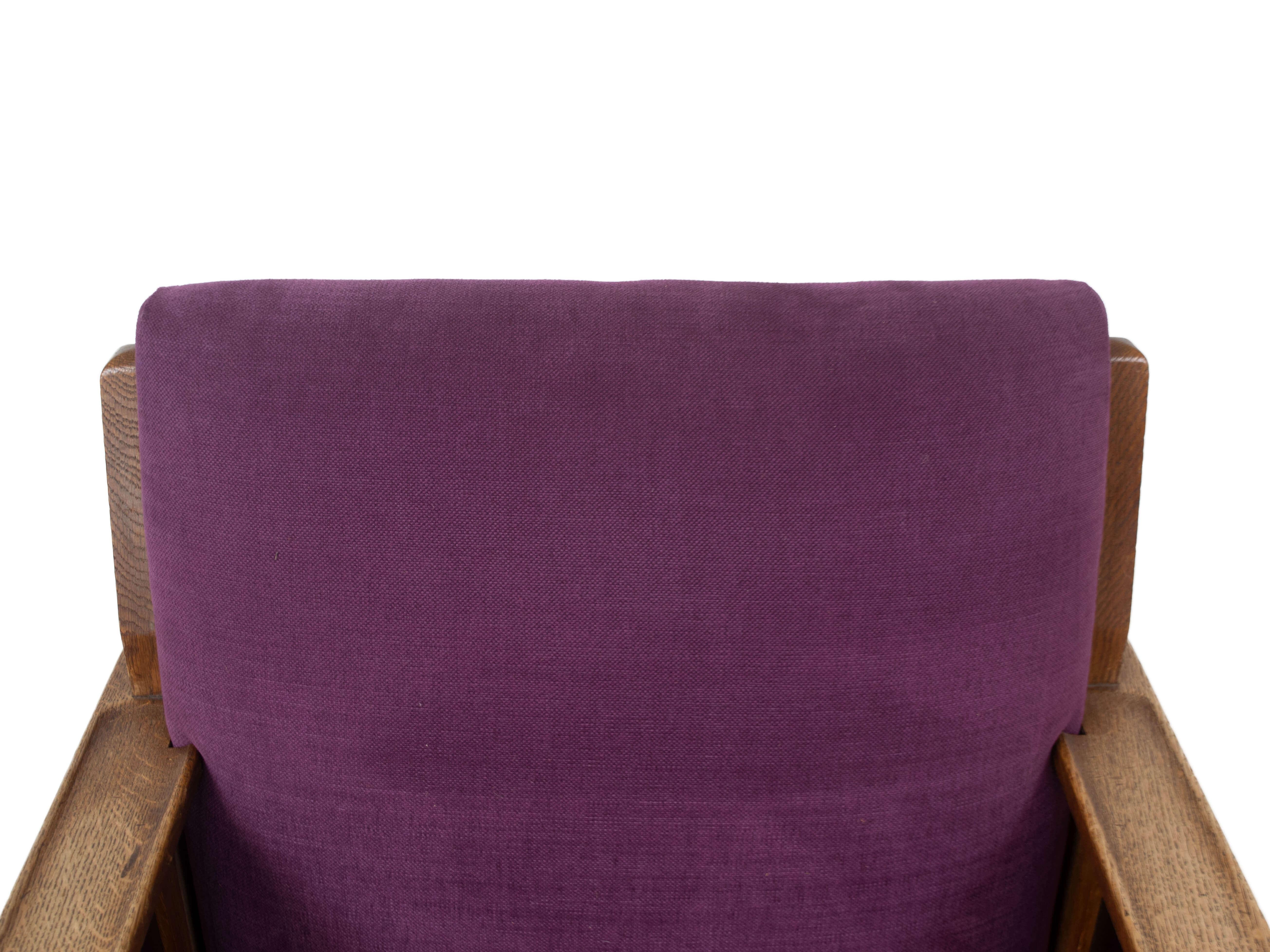 Amsterdam School Armchair in Purple Fabric, The Netherlands 1930s 4