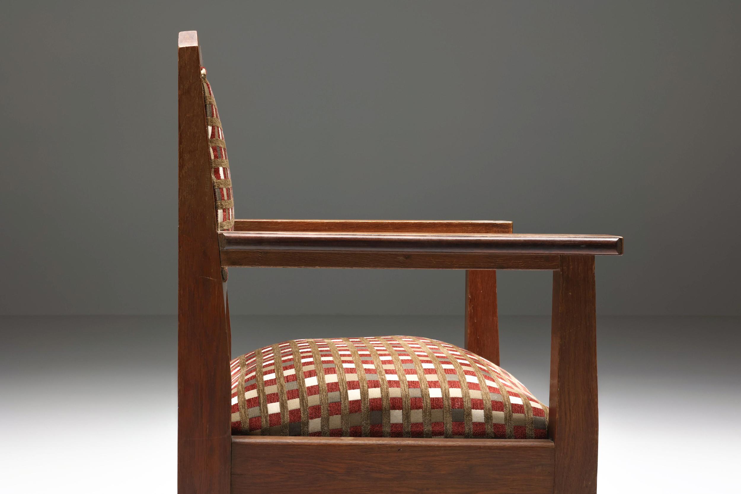 Amsterdam School Sessel mit Originalpolsterung, Art déco, niederländische Moderne, 1940er Jahre im Angebot 4