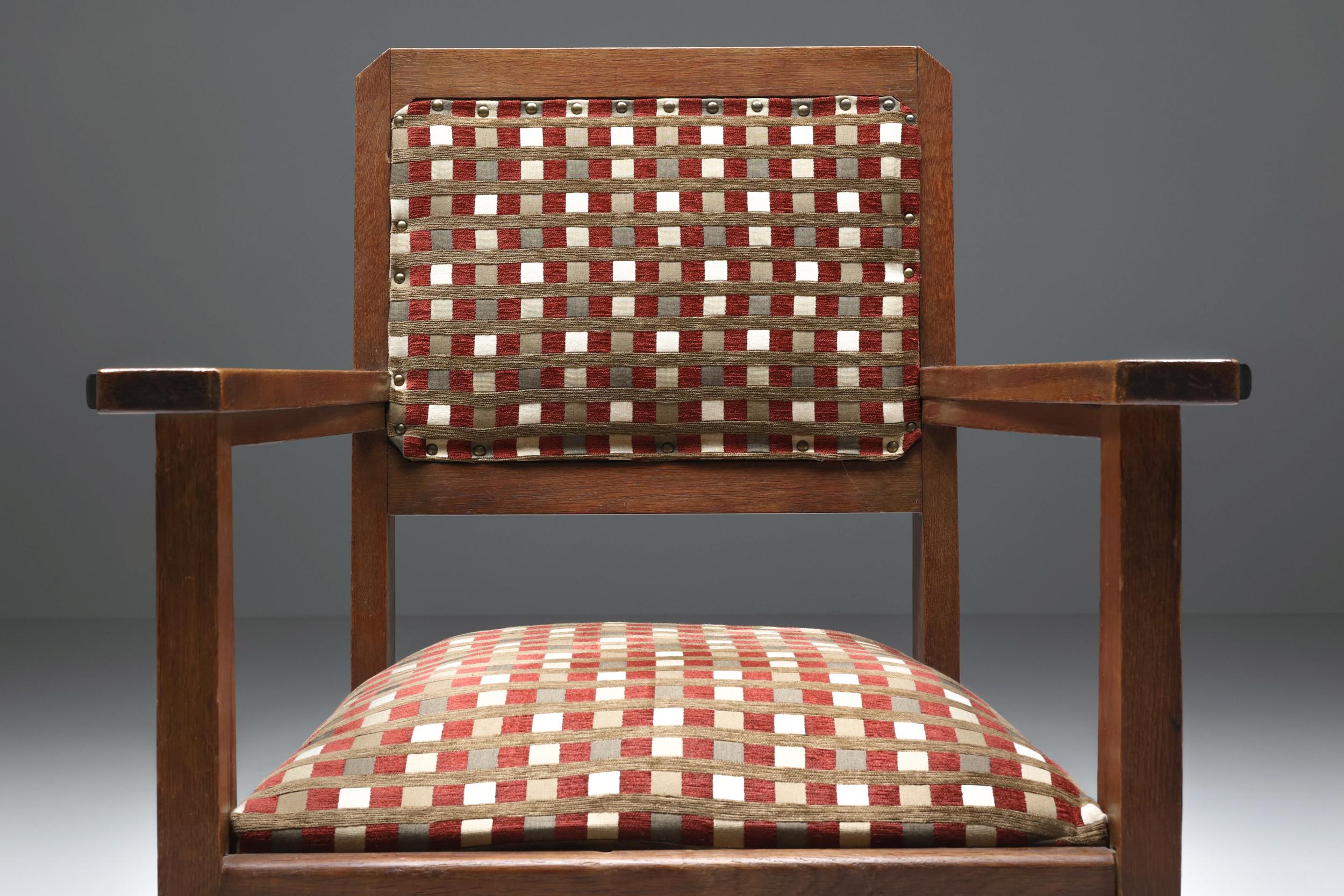 Amsterdam School Sessel mit Originalpolsterung, Art déco, niederländische Moderne, 1940er Jahre im Angebot 5