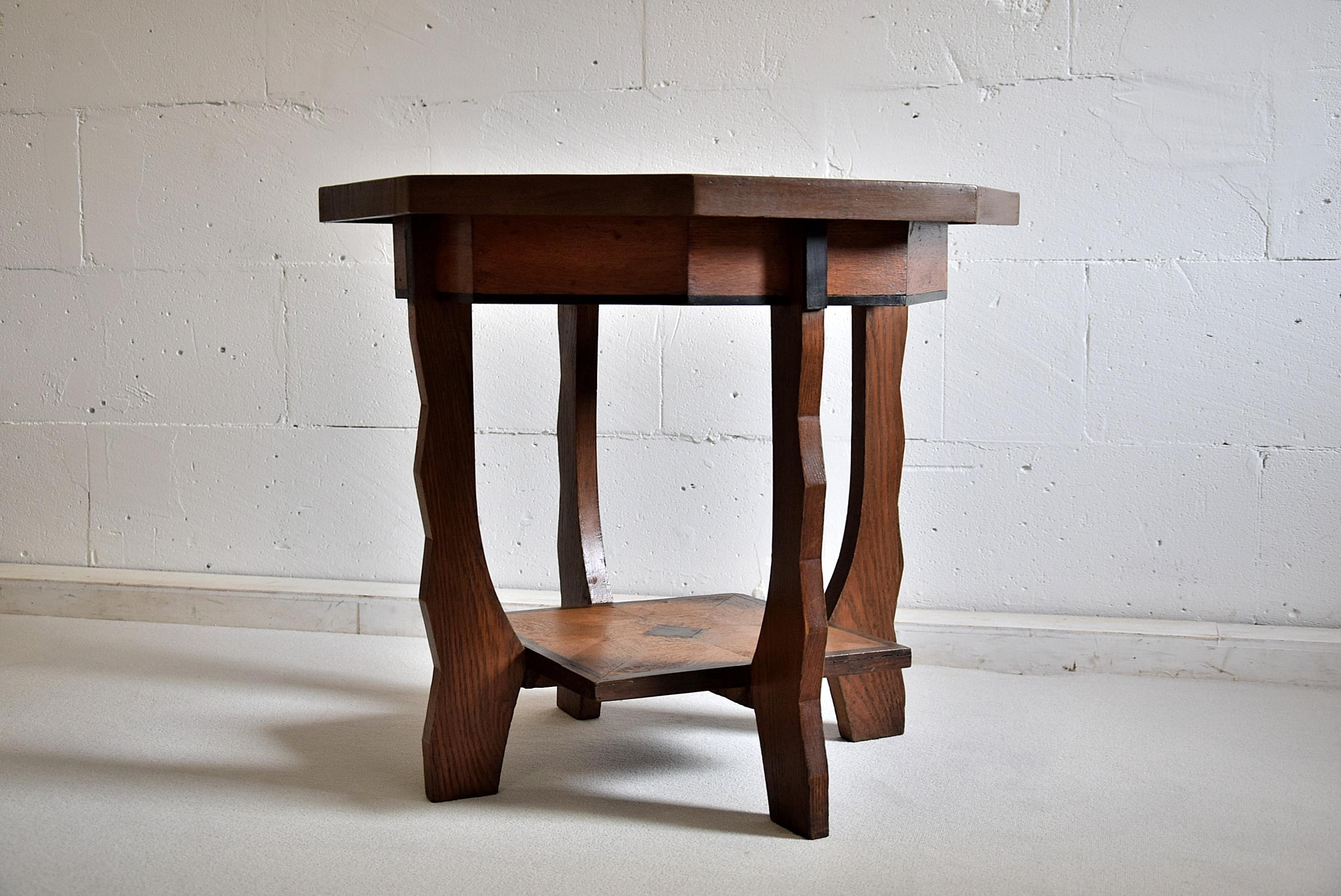 Amsterdam School Art Deco Oak and Rosewood Side Table In Good Condition In Weesp, NL