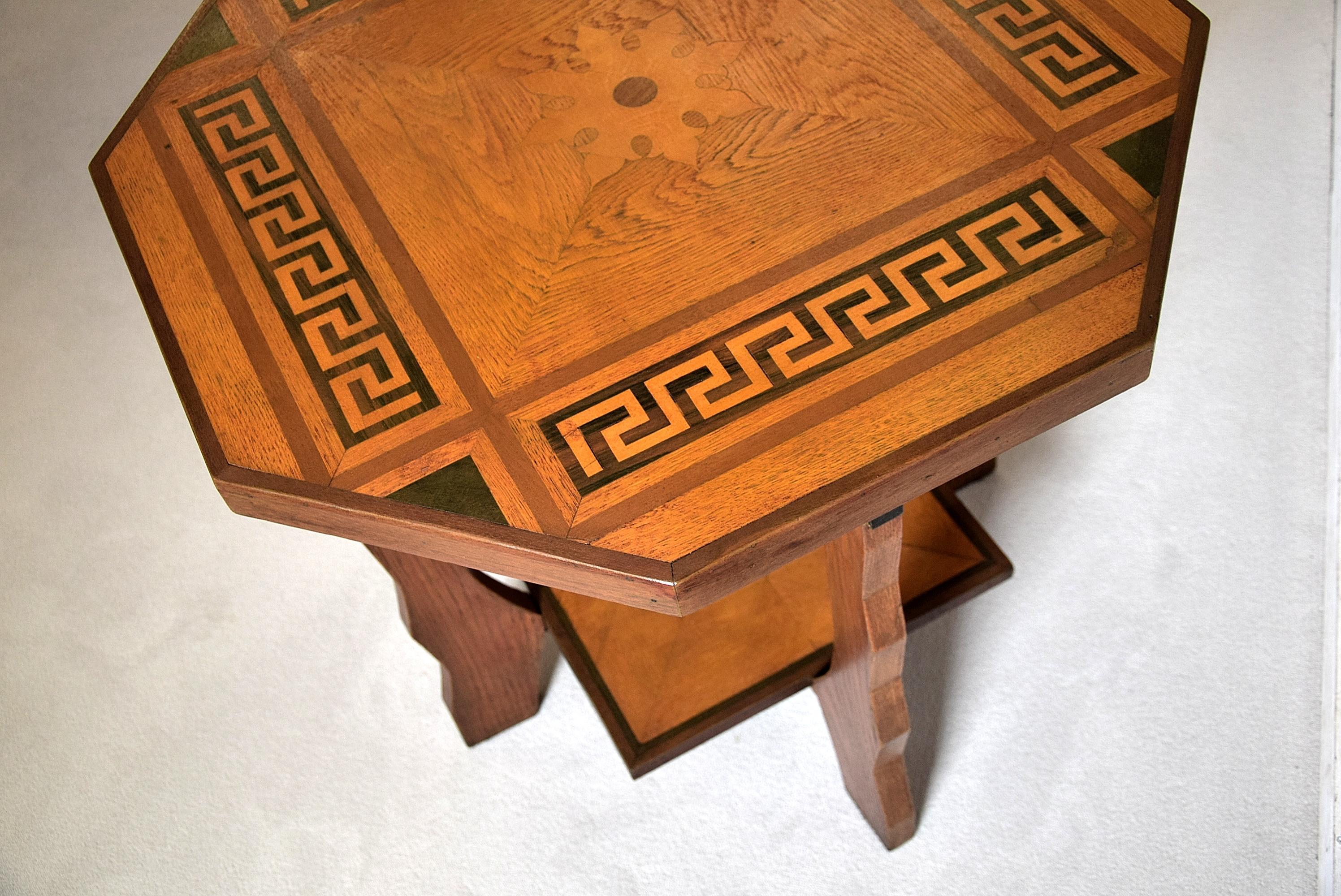 Mid-20th Century Amsterdam School Art Deco Oak and Rosewood Side Table