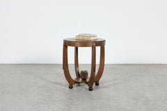 Amsterdam School Art Deco Two-Tier Oak Side Table with Inlaid Top